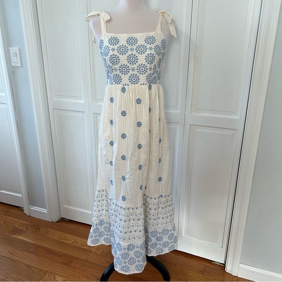 American Eagle Outfitters Blue and Off-White Floral Maxi Dress L - Picture 5 of 16
